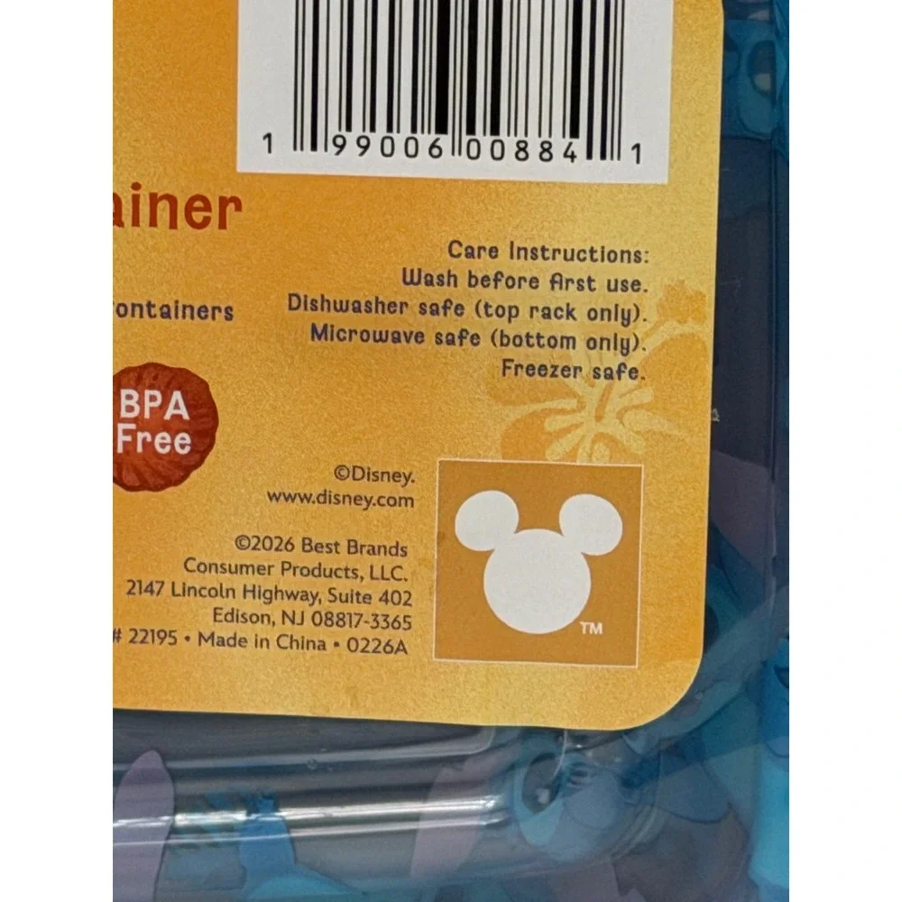 Disney Stitch 4 Piece Meal Prep Container Set 25.3oz Blue Divided Lilo & Stitch